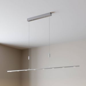 Lucande, suspension LED Arnik, 180 cm, couleur nickel, à intensité variable