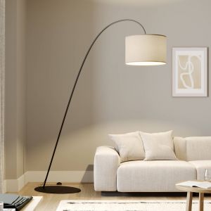 Euluna Lampadaire arqué Alice avec abat-jour en tissu café