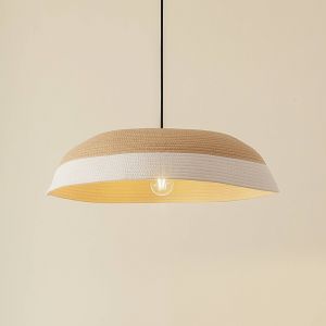 Suspension Lindby Caliva, &Oslash; 60 cm, beige/blanc, corde de chanvre