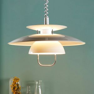 Suspension Lindby Nadija, blanche, 43 cm, hauteur réglable, E27