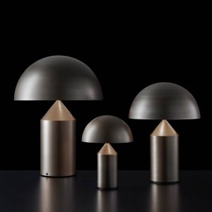 Oluce Atollo lampe à poser, aluminium, Ø 25 cm, bronze