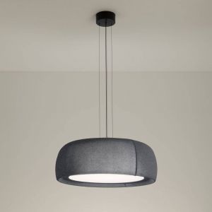 LEDS-C4 Suspension LED Gong, gris, 2.700 K, &Oslash; 61,2 cm, tissu