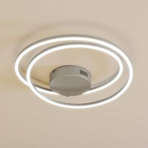Lindby Plafonnier LED Davian, couleur nickel, 49 cm, intensité variable