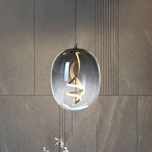 ONLI Suspension LED Lilly, verre, gris fumé, Ø 28 cm, 4000 K