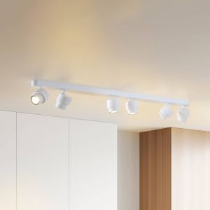 Escale Spot LED BRUSH, blanc, 110 cm, &agrave; 6 lampes, m&eacute;tal, &agrave; intensit&eacute; variable 2 700 K