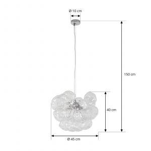 Lucande suspension Diborah, transparent, Ø 43 cm, verre, G9