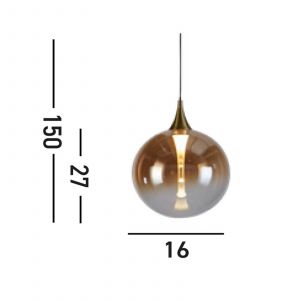 Searchlight Suspension LED Alchemy, à 1 lampe, noir, ambre, verre