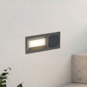 Lucande applique encastrable LED Lachlain, anthracite, prise &eacute;lectrique