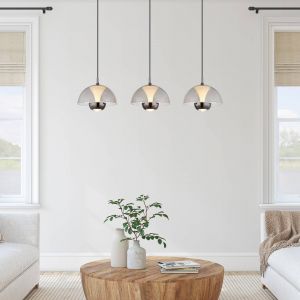 Globo Suspension LED Arus, gris fumé, longueur 68 cm, plastique