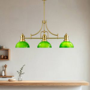 Jupiter Suspension Platino, doré/vert, verre, à 3 lampes, E27