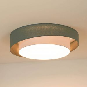 Duolla Plafonnier LED Luneta, sauge/blanc, Ø 60 cm, intensité variable à 3 niveaux