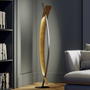 Lucande lampe sur pied LED Marija, noir, métal, hauteur 140 cm