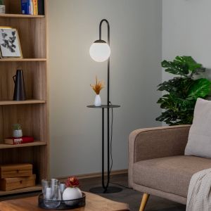 EMIBIG LIGHTING Lampe sur pied Bari, noir, métal, verre