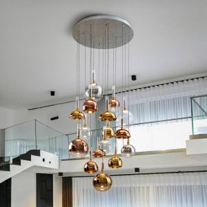 Schuller Valencia Suspension LED Charlize 16 ampoules, &agrave; intensit&eacute; variable par triac, verre de