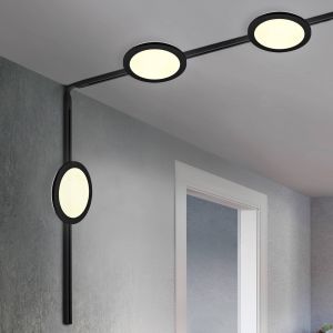 Trio Lighting Kit de rails DUOline Camillus noir 3 m &agrave; 6 lampes LED &agrave; 2 phases
