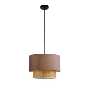 Viokef Suspension Rika, Ø 34 cm, gris/couleur naturelle, tissu/rotin