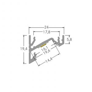 BRUMBERG One Profilé d'angle à monter pour LED, aluminium, 3 mètres