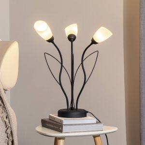 Jupiter Lampe à poser Gloriosa, noir, verre, à 3 lampes