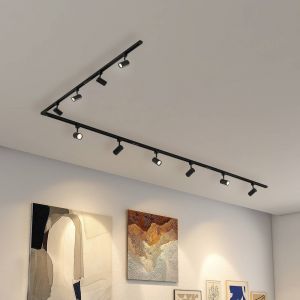 Lindby, syst&egrave;me de lampes sur rail Linaro, GU10, &agrave; 10 lampes, noir