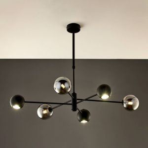 Jupiter Suspension Moka, noir, verre, à 6 lampes, G9, GU10