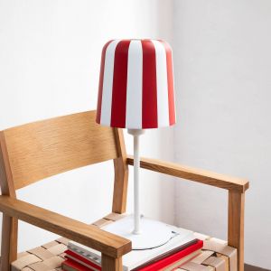 Dyberg Larsen Lampe de table Gry, rouge/blanc, hauteur 49,5 cm, métal
