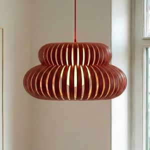 Suspension Lucande Slice, rouge, m&eacute;tal, &Oslash; 48 cm