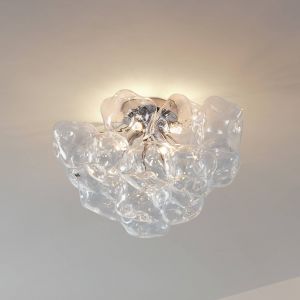 Lucande plafonnier Diborah, transparent, Ø 49 cm, verre, G9