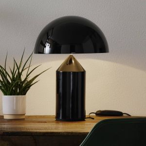 Oluce Atollo lampe à poser, dimmable, Ø38 cm, noir