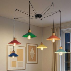 Opviq Suspension Manavgat, &agrave; 6 lampes, multicolore, longueur 144 cm