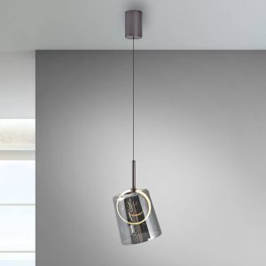 Paul Neuhaus Suspension LED Zula, gris fum&eacute;, &Oslash; 15 cm, verre