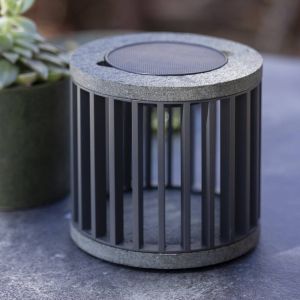 Les Jardins Lampe de table solaire LED Halo, gris, aluminium/granite