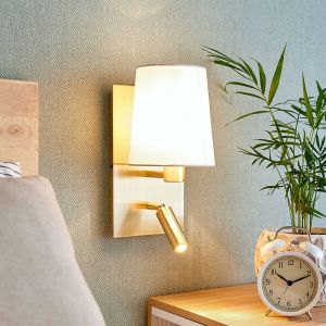 Applique murale Lindby Aiden, blanc, laiton, lampe de lecture LED