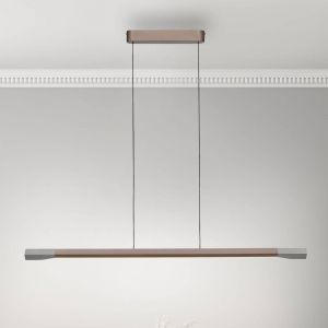 Paul Neuhaus Suspension LED Hoop, marron, 128 cm, intensité variable