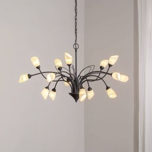 Jupiter Suspension Gloriosa, verre, noir, 15 ampoules