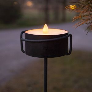 STAR TRADING Bougie LED Torch Candle noir Métal/cire Fonctionnement sur piles