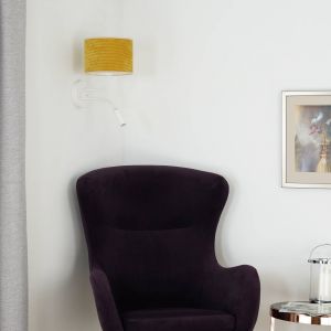 Duolla Applique murale Roller, Cord, blanc/jaune moutarde, lampe de lecture