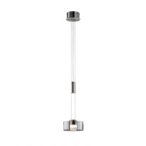 FISCHER & HONSEL Suspension LED LAVIN, nickel/fum&eacute;, &Oslash; 20 cm, m&eacute;tal/verre &agrave; intensit&eacute; variable