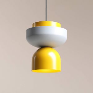 ALDEX Suspension Ulia, jaune/gris, abat-jour en métal