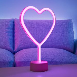 JUST LIGHT. GmbH Lampe de table LED Neon C&oelig;ur, batterie