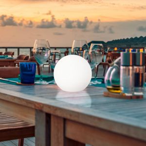 FH Lighting Luminaire d'extérieur LED solaire Dabus, Ø 25 cm, boule, blanc, acrylique