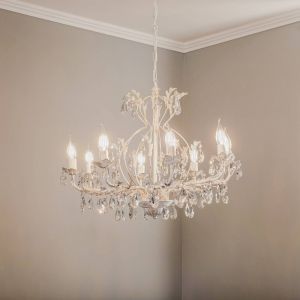 ONLI Lustre en cristal Teresa, ivoire à 8 lampes