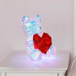 Globo Lampe à poser LED pour chambre d'enfant Brondar ours, rouge, hauteur 32 cm