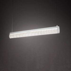 Slamp Suspension LED Modula, pliss&eacute;, gris clair