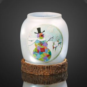 Hellum Vase en verre LED Bonhomme de neige, à pile