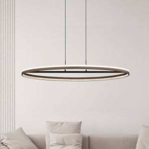 Globo Suspension LED Della, longueur 101 cm, gris foncé, métal