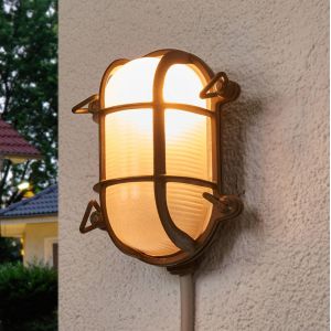 Moretti Luce Applique murale d'extérieur ovale Bengt laiton antique/opale