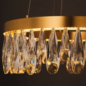 Brilliant Suspension LED Celestia, Ø 40 cm, couleur laiton, cristal