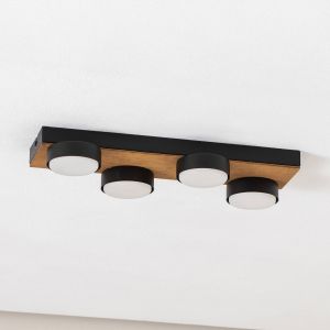 Envostar Laurent plafonnier en bois à 4 lampes