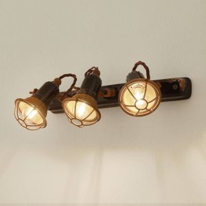 Ferroluce Applique C1677/1 avec corbeille, 3&nbsp;lampes, noire