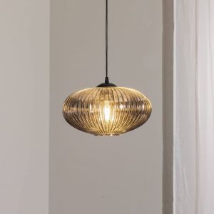 EMIBIG LIGHTING Luminaire pour salle à manger Coco, Ø 30 cm, noir/gris fumée, verre